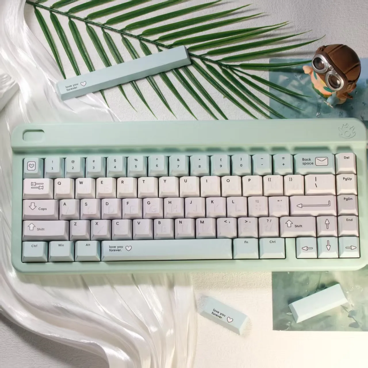 146-Tasten-Tastaturkappe mit niedlichem Liebesbuchstaben, geeignet für mechanische Tastaturen, verschleißfestes, langlebiges PBT-Material, Originalhöhe Image