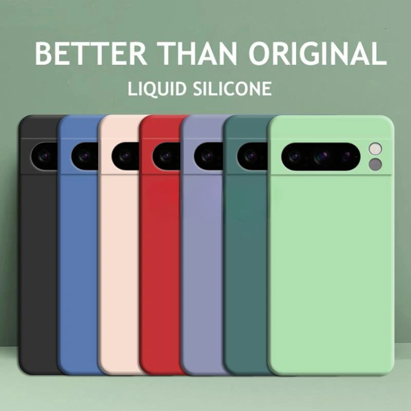 Ultradünne, einfache Flüssigsilikon-Haut-Touch-Hülle für Google Pixel 10, 9, Pro, XL, 8, 7, A Pro, Komplettpaket, stoßfeste, weiche Schutzhülle Image