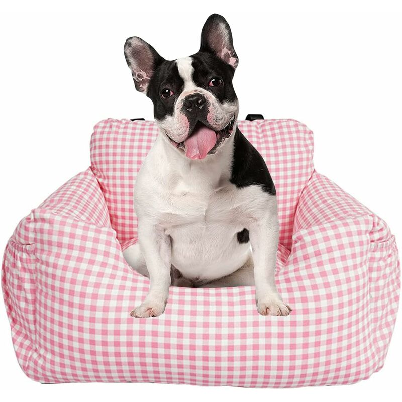Minkurow Seggiolino Auto Per Cani Di Piccola Taglia,seggiolino Auto 2 In 1 Per Cani,lavabile E Rimovibile,seggiolino Auto Per Cani Con Cintura Di Sicurezza,borsa Portaoggetti,cuccia Robusta Rosa