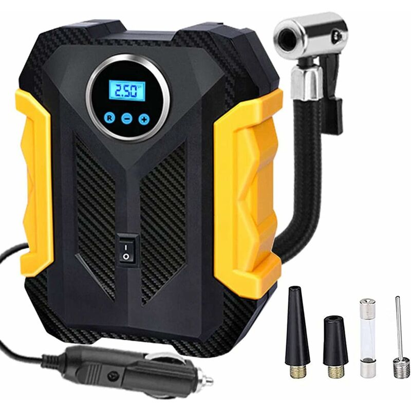 Minkurow Compressore D'Aria Portatile Gonfiatore Per Pneumatici Per Auto Con Luce A Led, Mini Compressore Con Arresto Automatico Dc 12v Pneumatici Per Compressore D'Aria Per Auto, Biciclette, Altri Pn