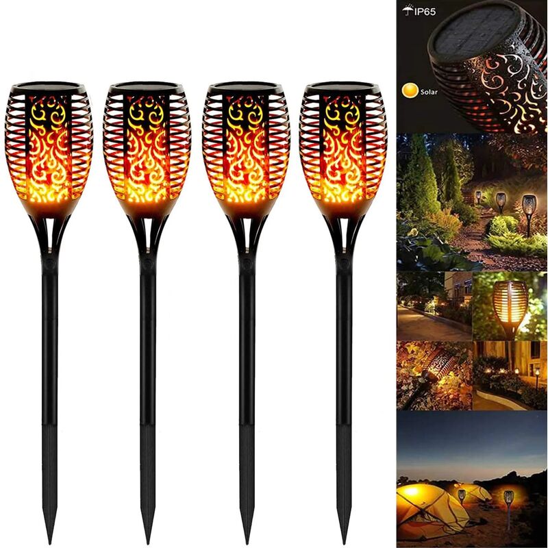 Minkurow Torce Da Giardino Luce Solare Torcia Solare Da Giardino Torcia Solare Da Giardino Luce Solare Da Giardino Accensione Automatica/(sensore Di Luce) E Impermeabile Ip65 Per Esterno, Giardino (4