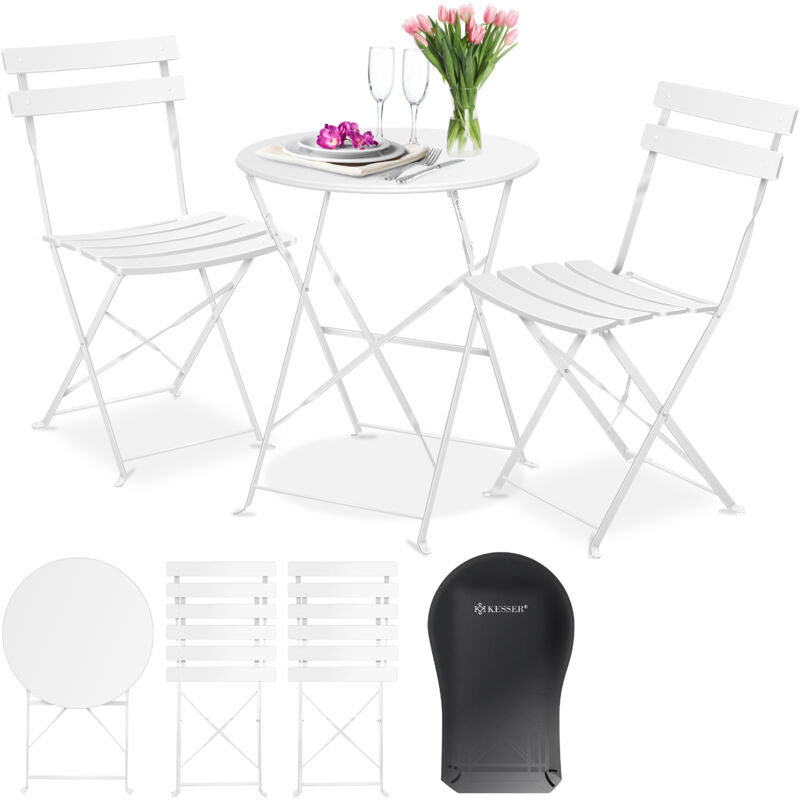 Kesser® Set Bistrot 3 Pezzi Tavolo Bistrot Con 2 Sedie Pieghevoli Set Balcone Set Balcone Mobili Pieghevoli Set Giardino Set Giardino Set Giardino Set Giardino Bianco