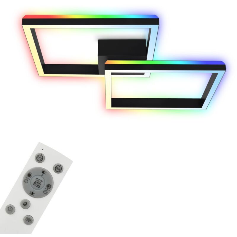 Briloner - Lampada Da Soffitto Rgb, Lampada Da Soffitto Retroilluminata A Led, Dimmerabile, Temperatura Colore Regolabile, Cornice Led Rgb, Telecomando, Nero