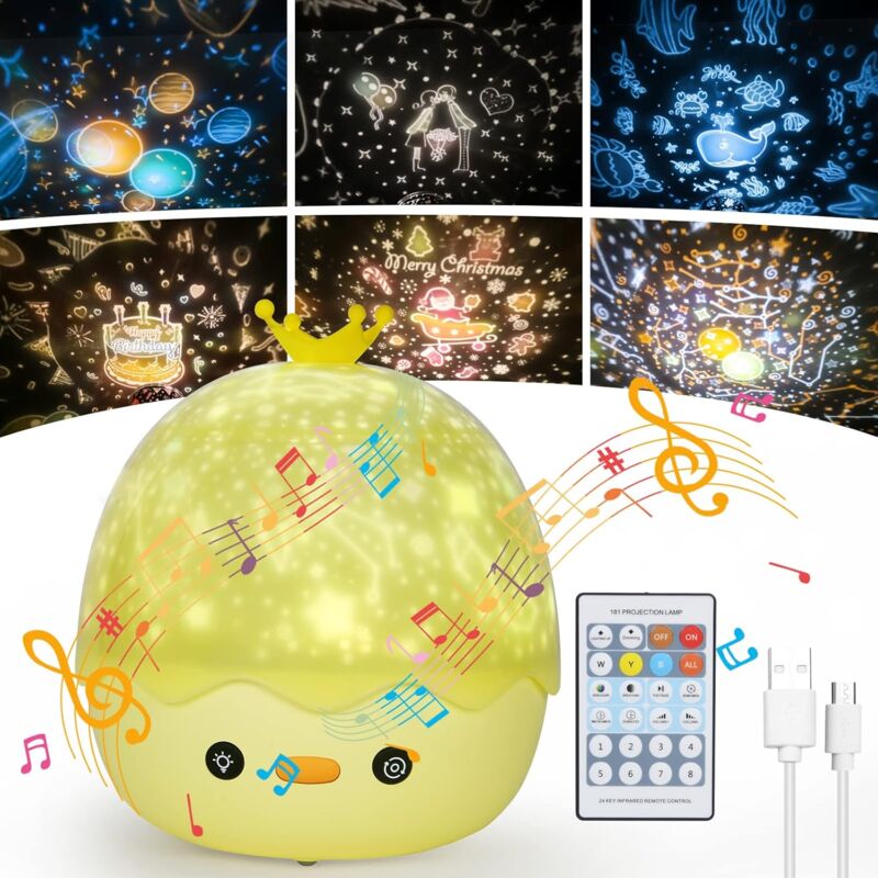 Minkurow Proiettore Di Luce Notturna Per Bambini Lampada A Stella, Proiettore Di Luce Notturna+timer+telecomando+6 Colori+rotazione A 360°, Luce Notturna Led Baby Starry Sky Per Compleanno, Natale [cl