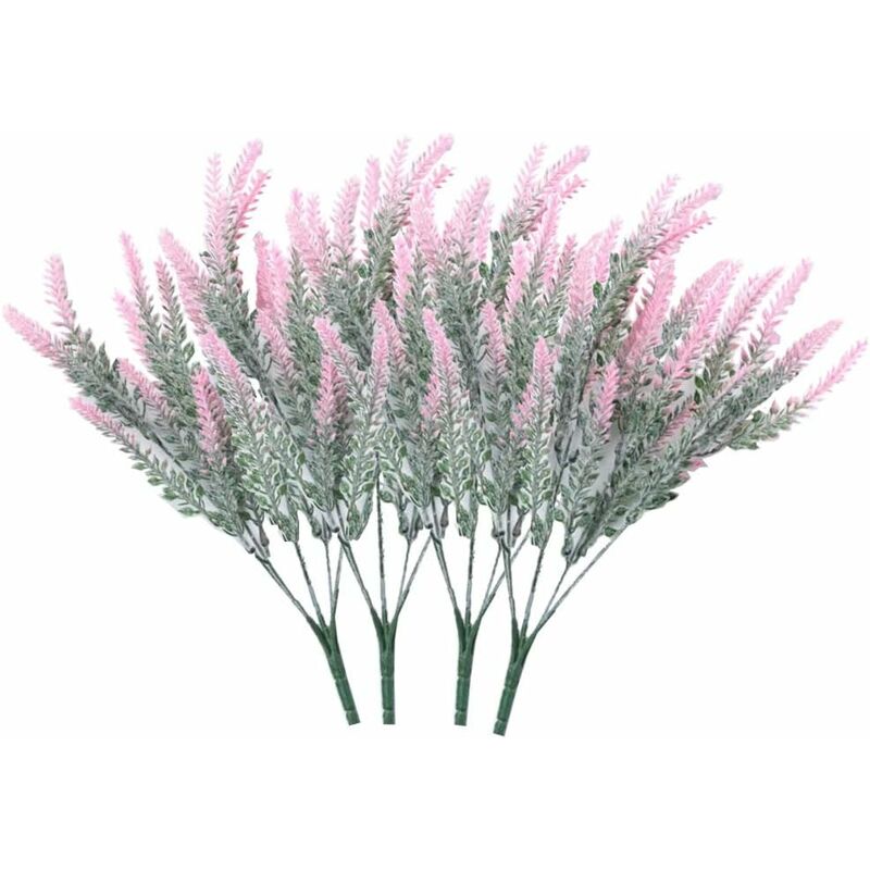 4 Mazzi Di Fiori Artificiali Floccati Fiori Artificiali Pianta Di Lavanda Fiori Artificiali Decorazione In Vaso （rosa)