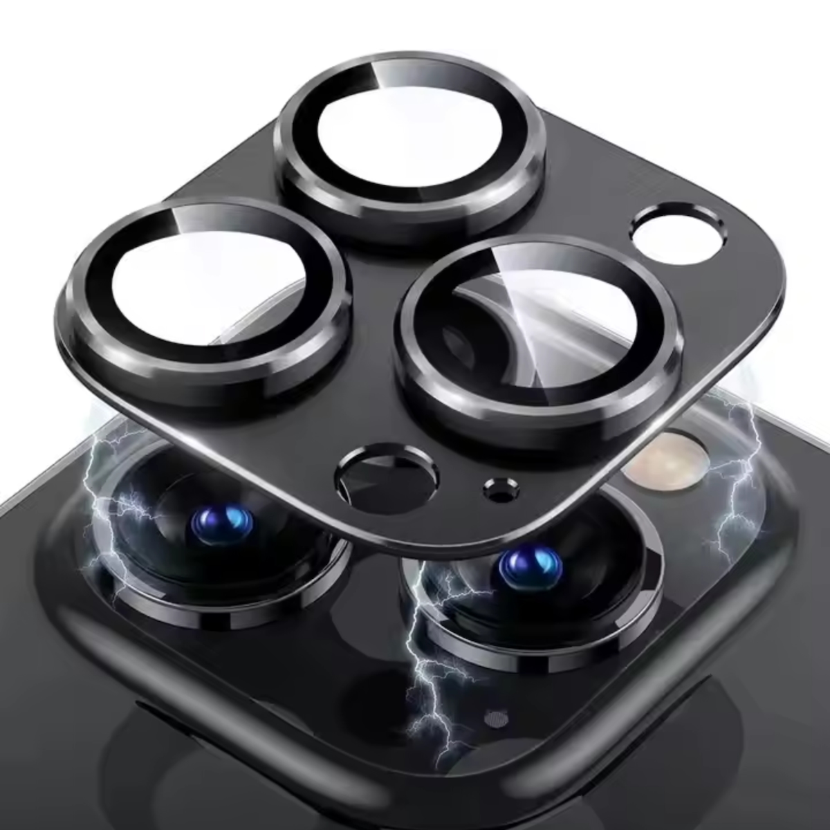 MobileKing Kameraschutz Aluminium in schwarz für iPhone 12 Pro - mit Glasfolie - MBK244 Image