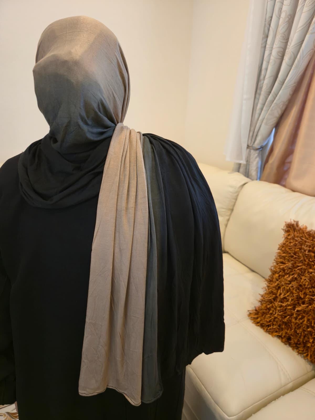 Hijab in jersey di cotone, hijab in jersey sfumato, jersey bicolore, hijab, sciarpa musulmana, sciarpa invernale, hijab in morbido jersey di cotone, h