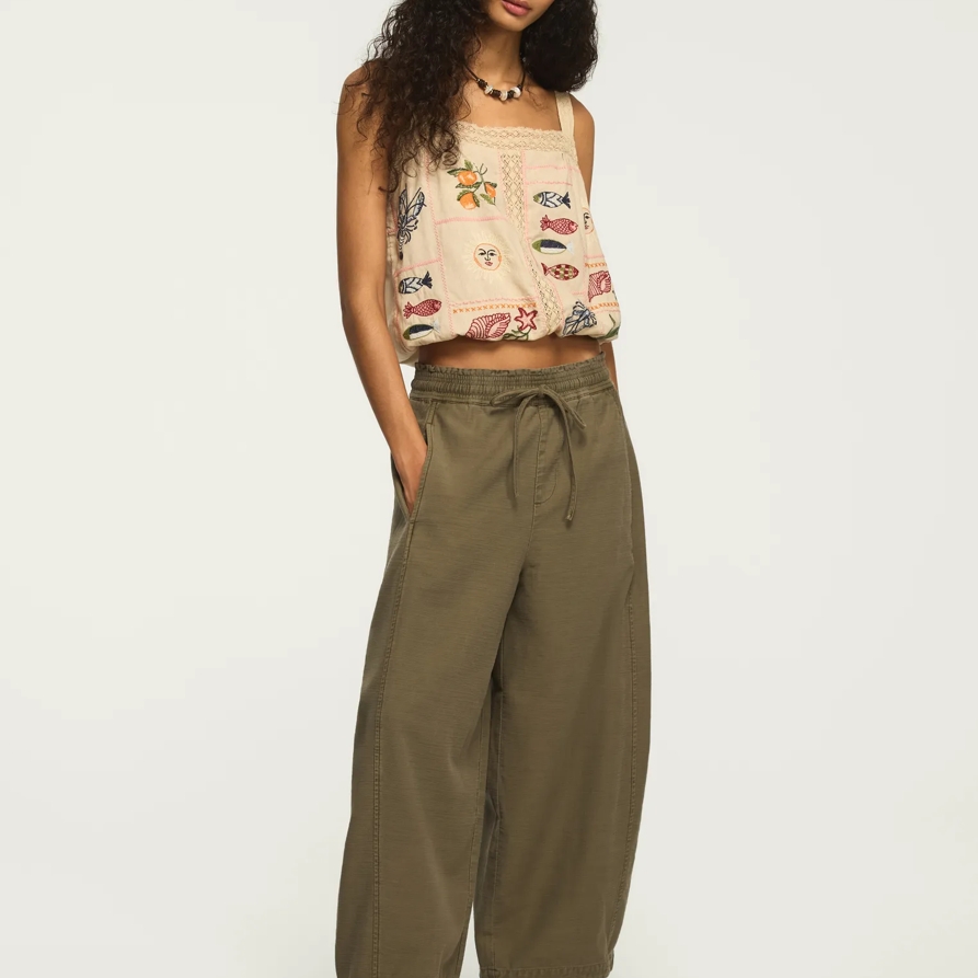 Lucky Brand Drawstring Balloon Pant - Women's Pants in Dusty Olive, Size XS