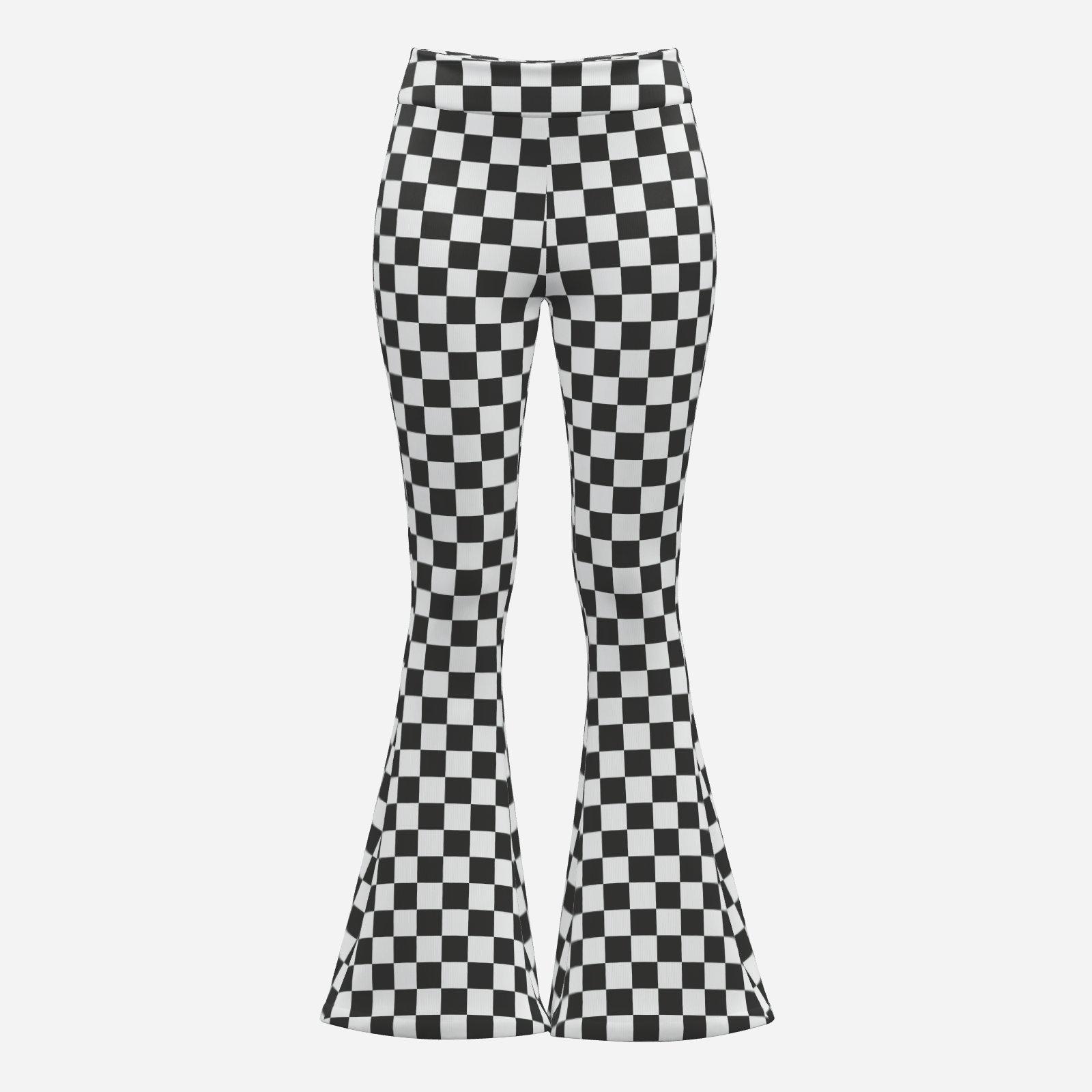 Schlaghose, Retro Hose, 70er Hose, Schlaghose Karo | Checker Yoga Hose mit weitem Bein | Vintage Schlag Leggings, Disco-Hose