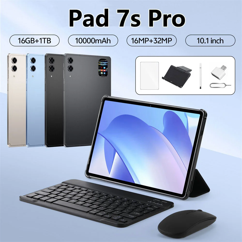 Heiße NEUE Pad 7s Pro Tablet 10,1 Zoll Android Tablets 22GB + 2TB PC 10000mah Globale Version HD 5G Dual SIM WIFI Tab für Kinder