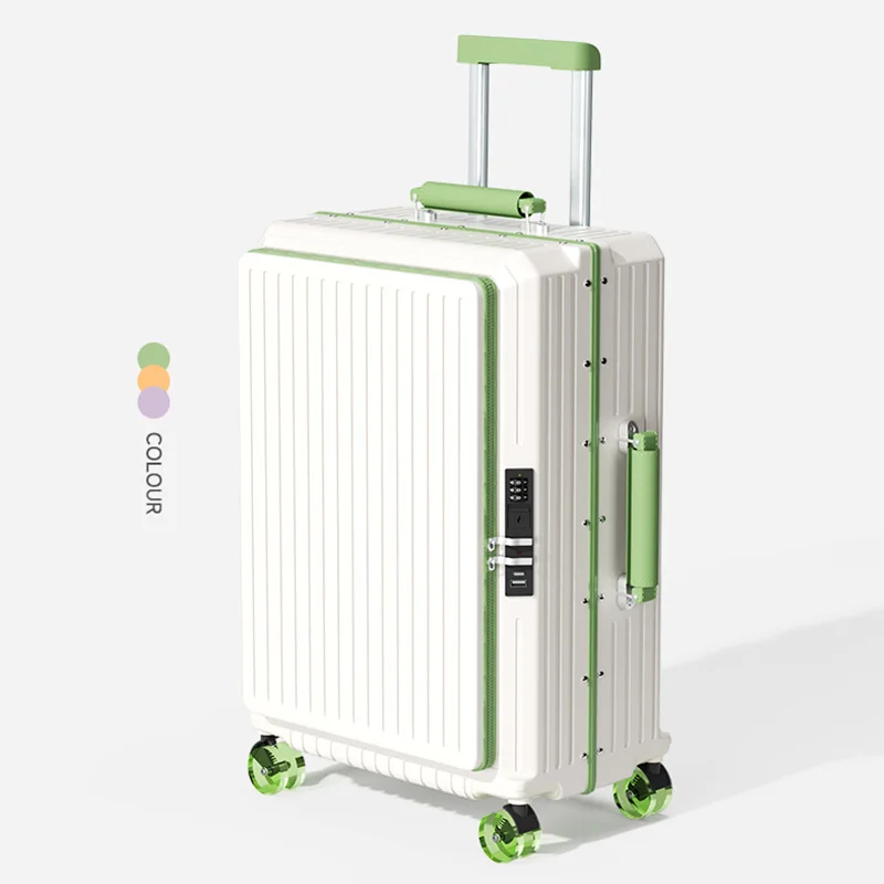 Seitlich öffnendes Gepäck, neuer Reisekoffer mit großem Fassungsvermögen, glatt rollende Räder, Unisex, 20–28 Zoll, Aluminiumrahmen, Trolley-Koffer