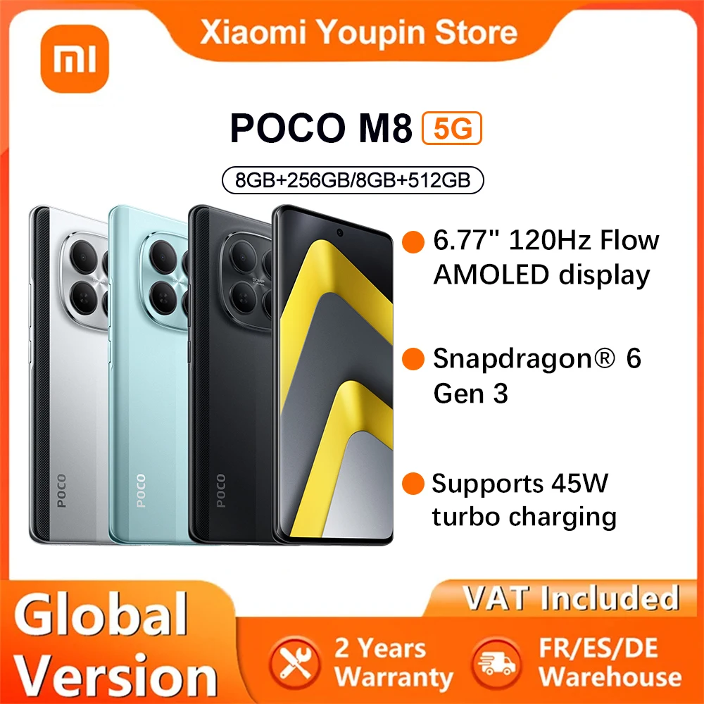 Globale Version POCO M8 5G Smartphone 5G 6,77 Zoll Snapdragon ® 6 Gen 3 Mobile Platform 45W Ladefunktion 50MP Hauptkamera IP66 NFC Xiaomi Image