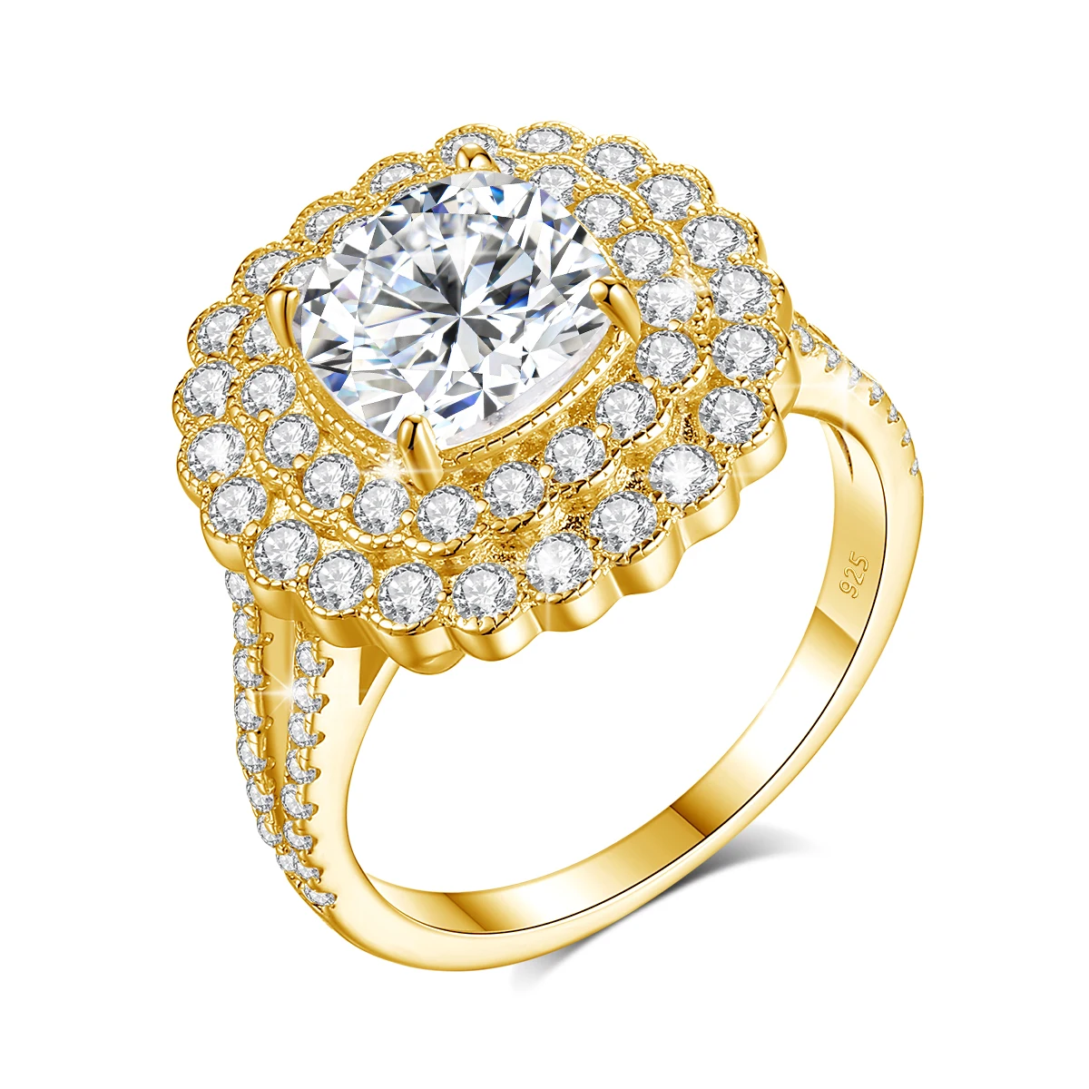 Große Moissanit-Diamantringe für Frauen 925 Sterling Silber Halo-Ehering Feiner Schmuck Verpackung mit GRA-Zertifikat Image