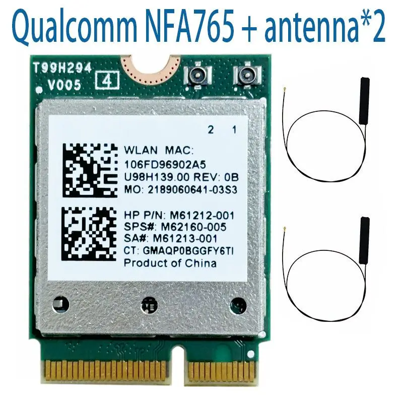 QCNFA765 M2 Key E Wi-Fi 6 BT 5.2 M. Modul NGFF Wifi NFA765A 802.11ac/Ax 2,4G/5G/6G 2400 Mbit/s NFA765 WiFi6 M62160-005 Image