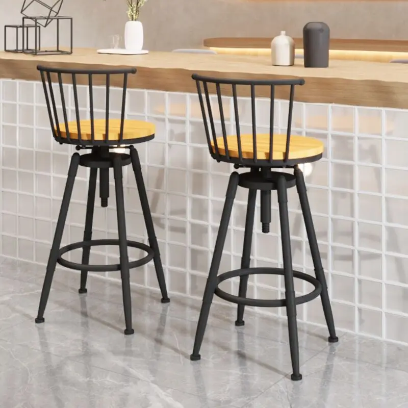 Schwarze Metall-Barstühle, entspannendes Schlafzimmer, minimalistische Aluminium-Barstühle im Outdoor-Design, moderne Restaurant-Sillas, trendige Möbel Image