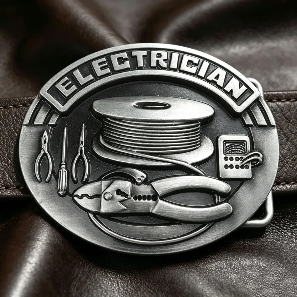 Retro Western Ovale Elektriker-Gürtelschnalle Modisches Leder-Cowboy-Accessoire Klassischer Trend Image