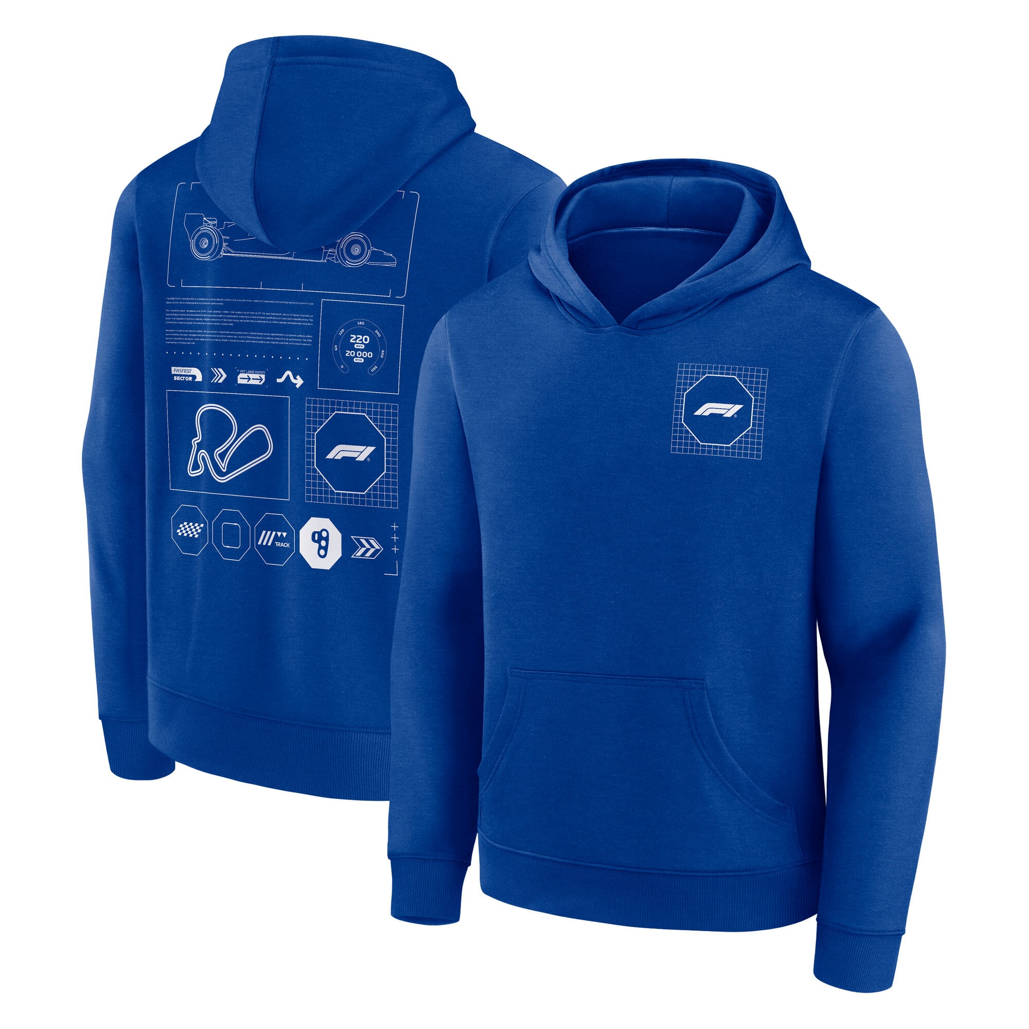 Sweat à capuche graphique Formule 1 Tech Car - Bleu roi - Enfant - unisexe Taille: YXL