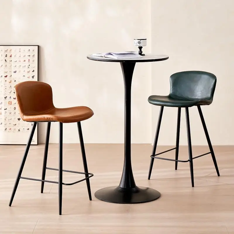 Inselbraune Barhocker mit Rückenlehne, kommerziell, klassisch, Designer, günstige Barhocker, moderne, minimalistische, elegante Sillas Para Barra-Möbel Image