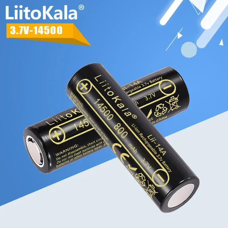 1–100 Stück LiitoKala 14500 Li-Ionen-Akku 3,7 V 800 mAh wiederaufladbarer Akku 1000 Mal für LED-Taschenlampe, Spielzeug, Taschenrechner Image