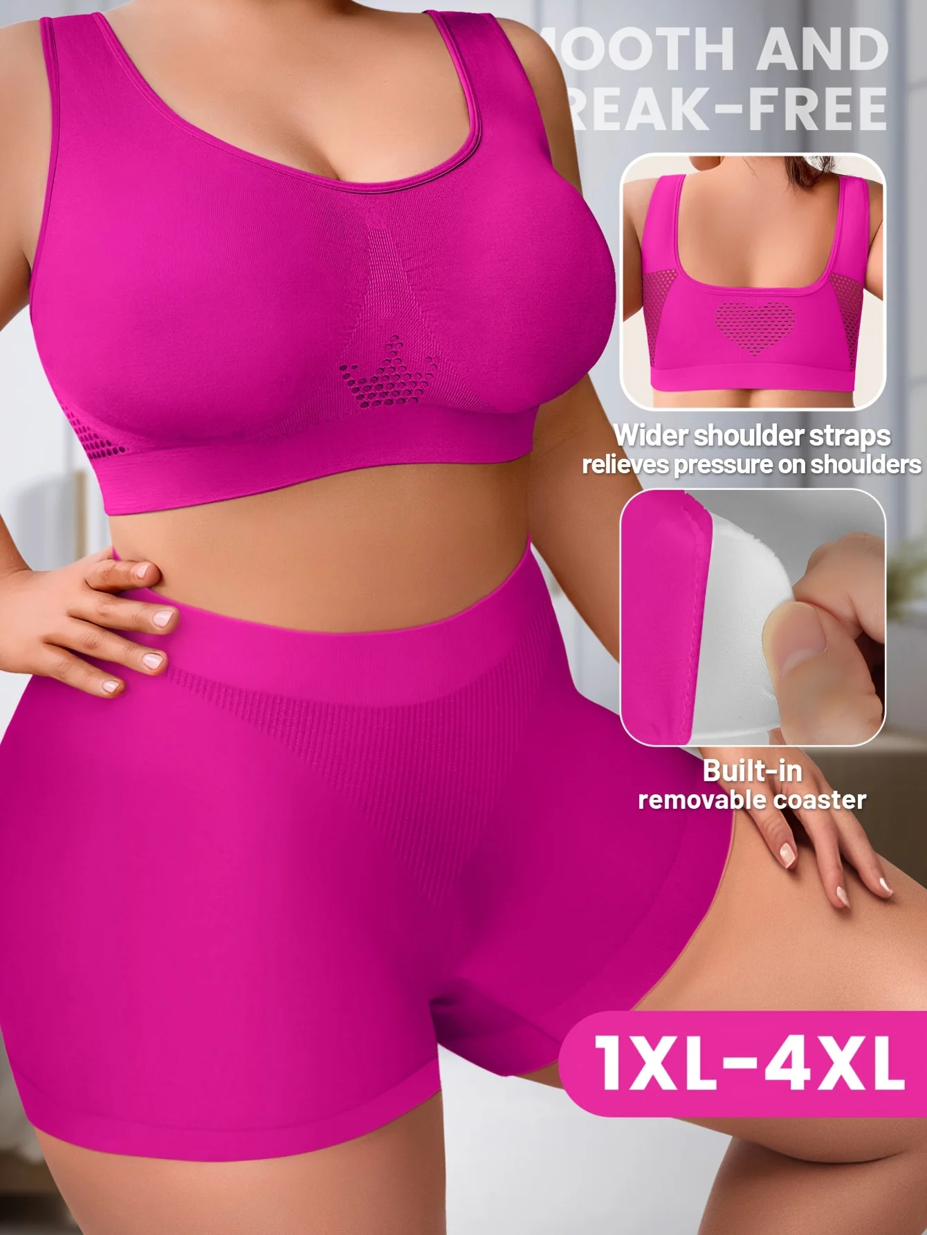 1 set set lingerie da donna plus size bralette reggiseno senza cuciture comodo reggiseno sportivo traspirante boxer in tessuto elasticizzato