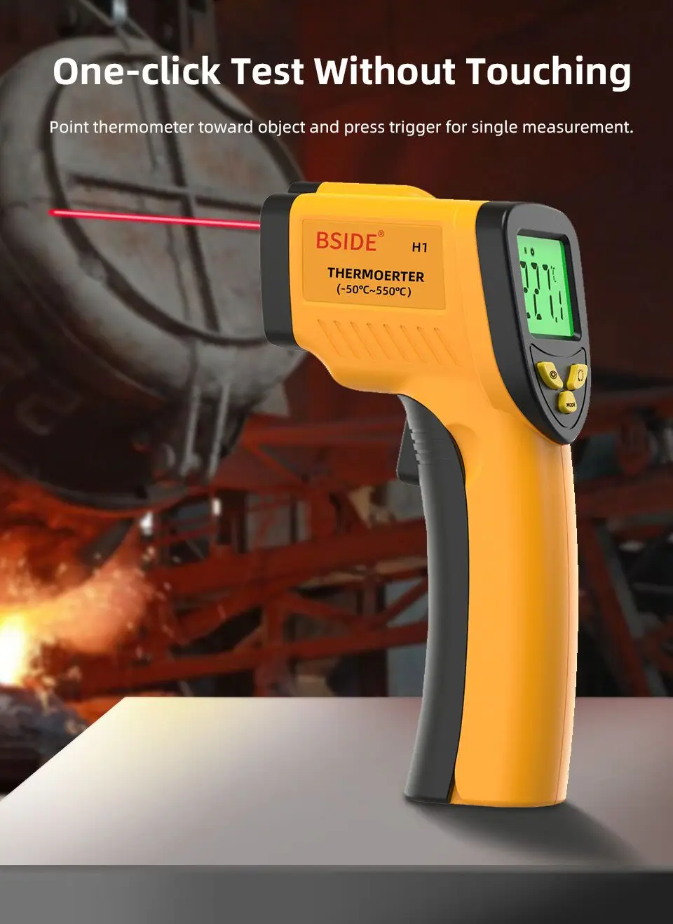 Termometro digitale a infrarossi BSIDE H1 pistola termometro Laser digitale senza contatto per termometro da cucina per barbecue al latte di bufalo di carne