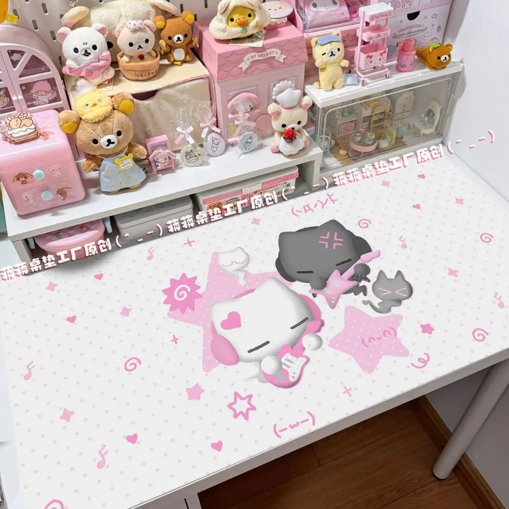 Tappetino da scrivania in pelle Protezione a schermo intero Amine Angel Y2K Tappetino per mouse Kawaii Tappetino per scrivania da ufficio Tappetino per scrivania in PU antiscivolo impermeabile