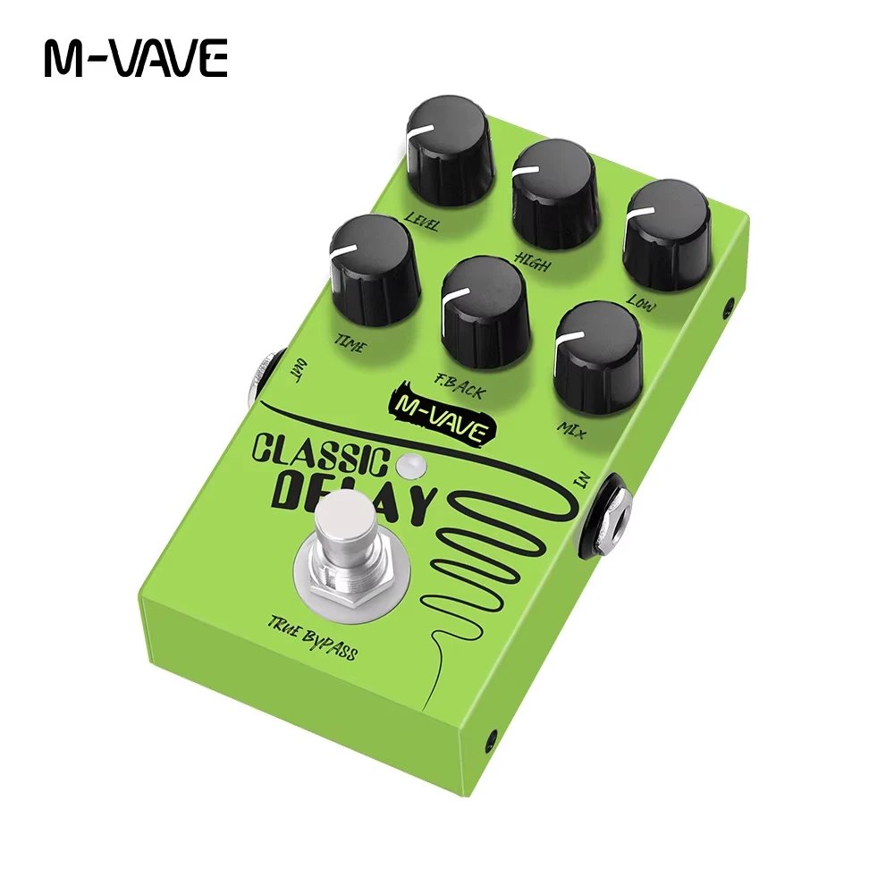 Pedale per effetti per chitarra M-vave Classic Delay, tempo di ritardo di 600 ms, True Bypass per chitarra elettrica e basso, per pedaliera