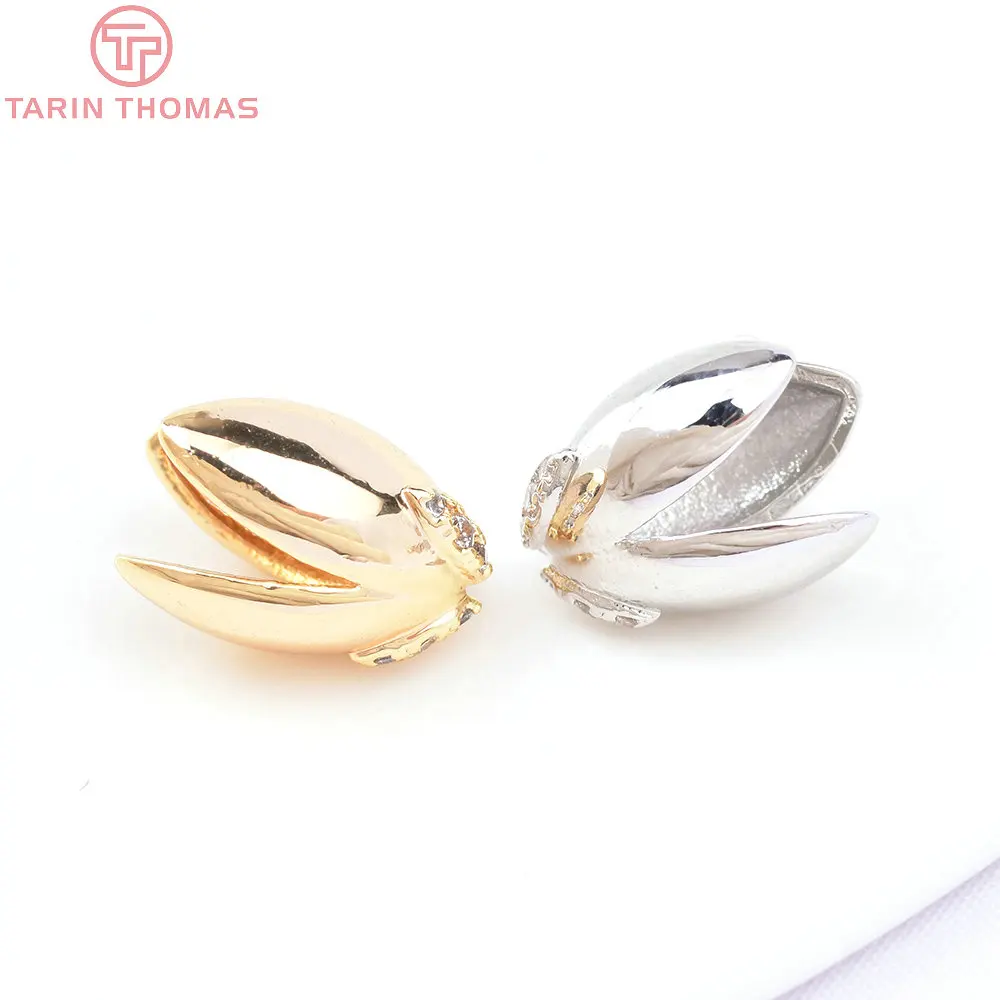 (3213) 4 pezzi 8x10.5MM 24K ottone Color oro con tappi di perline in zircone connettore qualità gioielli fai da te che fanno risultati accessori