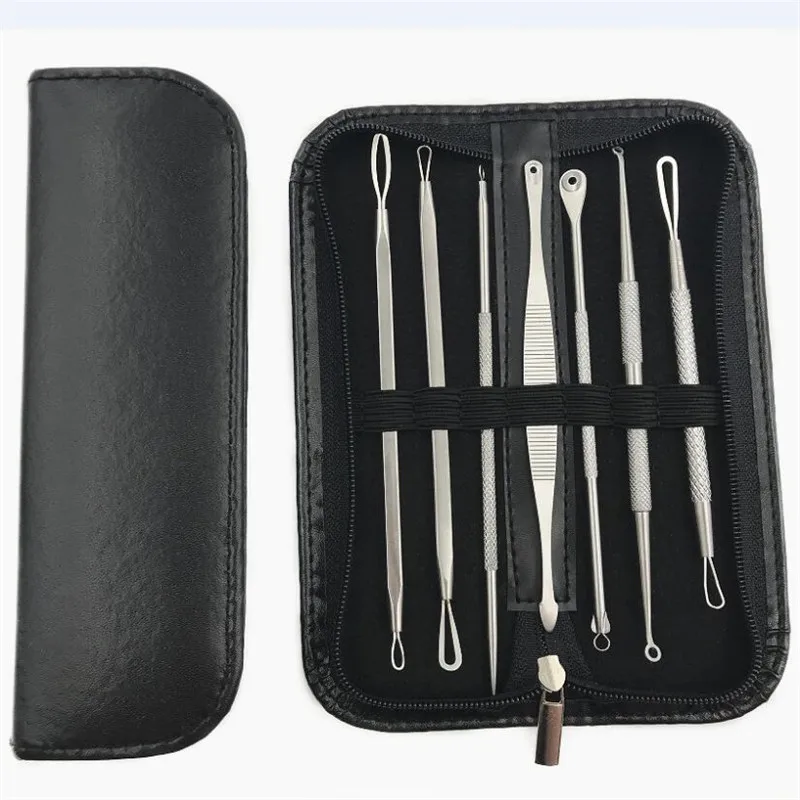 Kit per la rimozione dei punti neri da 7 pezzi, set di strumenti per l'estrazione dei brufoli in acciaio inossidabile per la cura della pelle