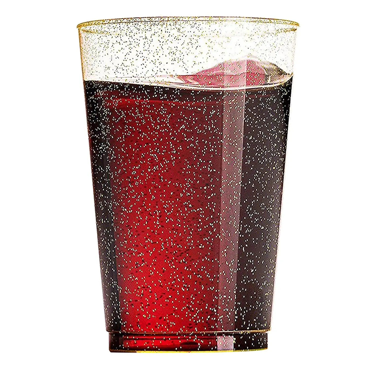 BAAU 50 bicchieri di plastica dorati da 10 once, bicchieri di plastica usa e getta con glitter dorati, bicchieri di plastica trasparenti, bicchieri per matrimoni, tazze per feste