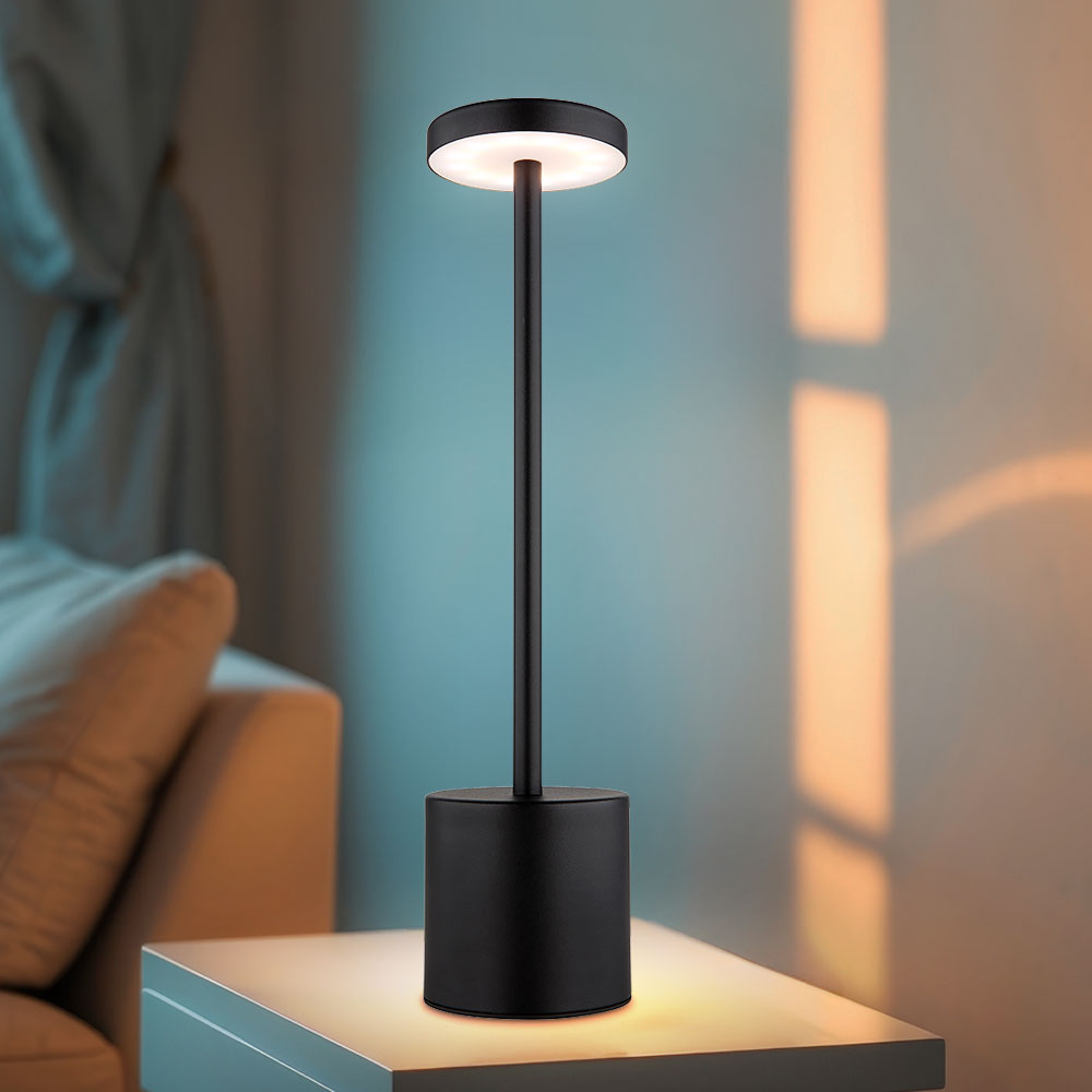 Lampada Da Tavolo, Lampada Da Soggiorno, Lampada Da Lettura, Lampada Da Scrivania, Lampada Da Tavolo, Lampada Laterale, Metallo Plastica Nero, Touch Dimmer Cct, Led 1.2w 138lm 2000k, 3500k, 7000k, H 3
