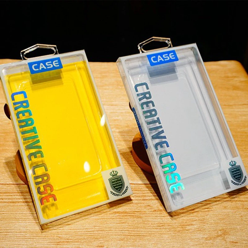 Scatola per imballaggio per custodia per telefono da 100 pezzi con vassoio, scatola per pacchetto copertura universale per telefono, scatola in plastica PVC blister trasparente, 3,5-6,8 pollici