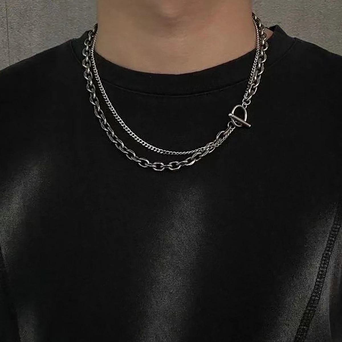 Collana a catena in acciaio inossidabile a strati punk per uomo Collana girocollo con fibbia Hip Hop OT per donna 2022 Collare di moda Regali alla moda