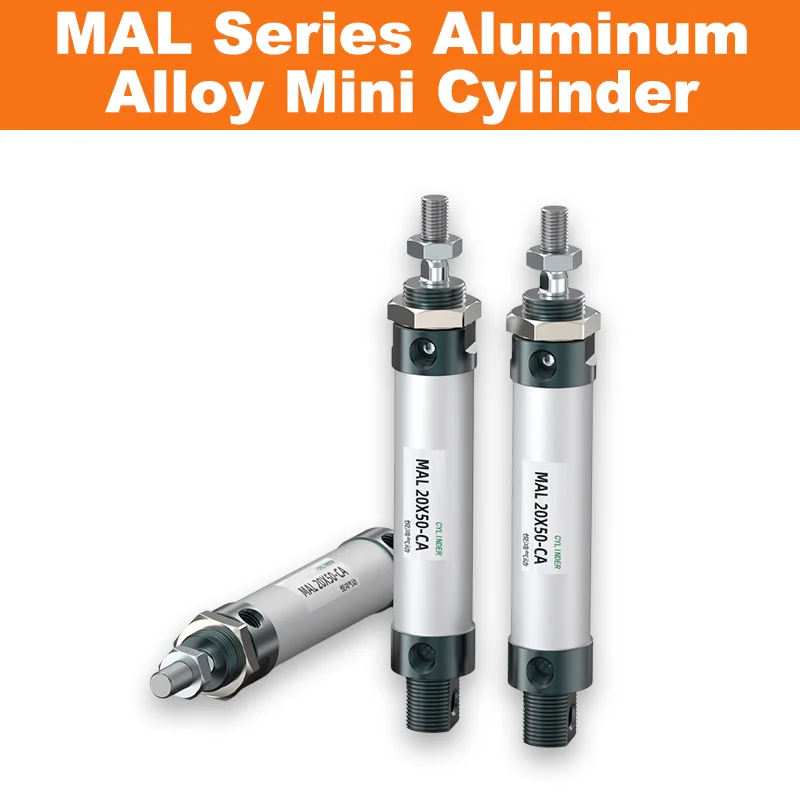 Cilindro Pneumatico Mini Serie MAL Tipo AIRTAC a Doppia Azione, Alesaggio 16/20/25/32mm, Corsa 25/50/75/100/200mm