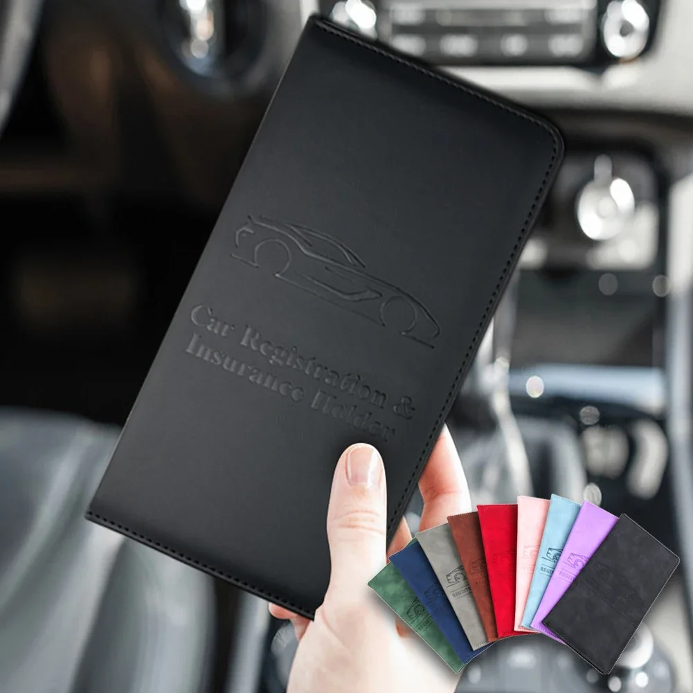Porte-documents en cuir pour permis de conduire et assurance automobile pour homme, étui de rangement pour documents de voiture et cartes de crédit