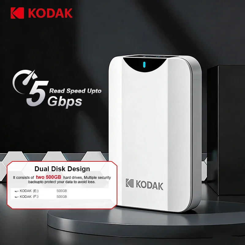 Disque dur portable Kodak P232 1 To 2 To USB 3.2 PHDD Jusqu