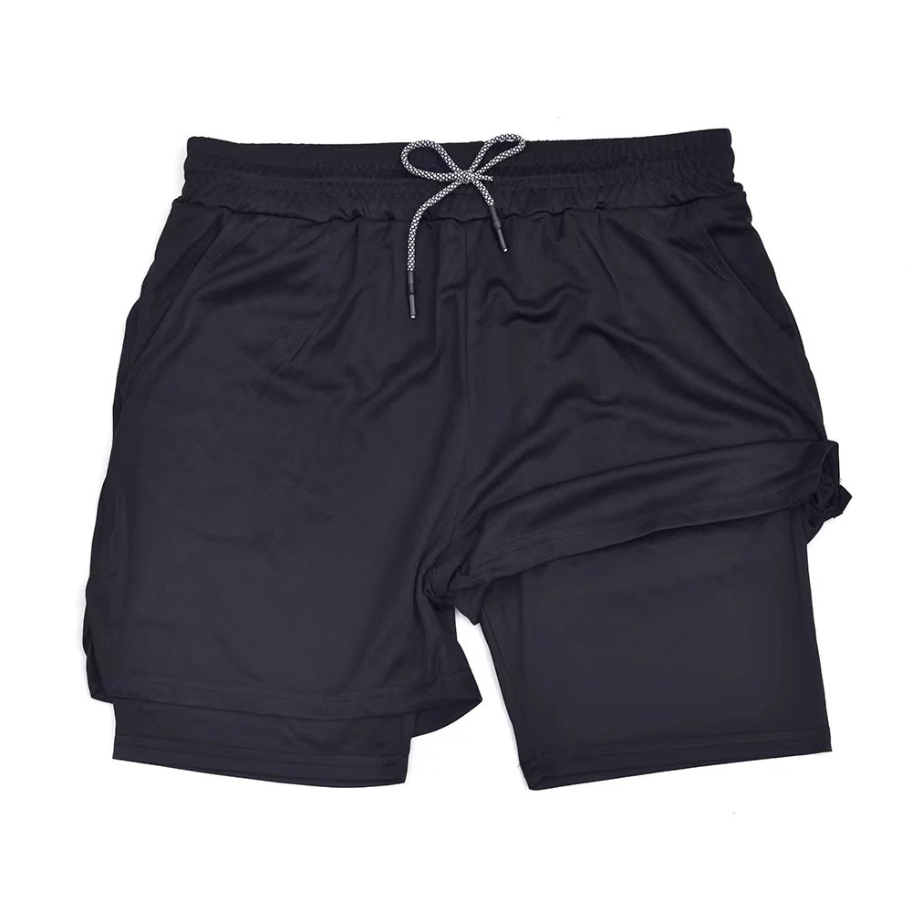 Shorts de sport double couche pour hommes, shorts de fitness pour hommes, entraînement en salle de sport, shorts de sport 2 en 1, séchage rapide, jogging, double couche JW017