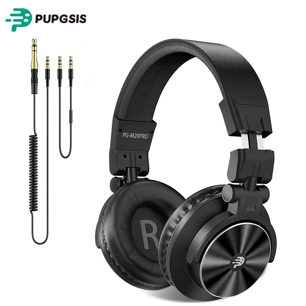 Casque audio filaire PUPGSIS : Casque de monitoring studio - Casque DJ stéréo professionnel haute résolution 40 kHz - 1/4 à 3,5 mm