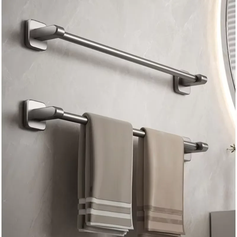 Porte-serviettes de salle de bain sans perçage, noir, blanc, gris, barre porte-serviettes auto-adhésive, accessoires de quincaillerie pour salle de bain et cuisine