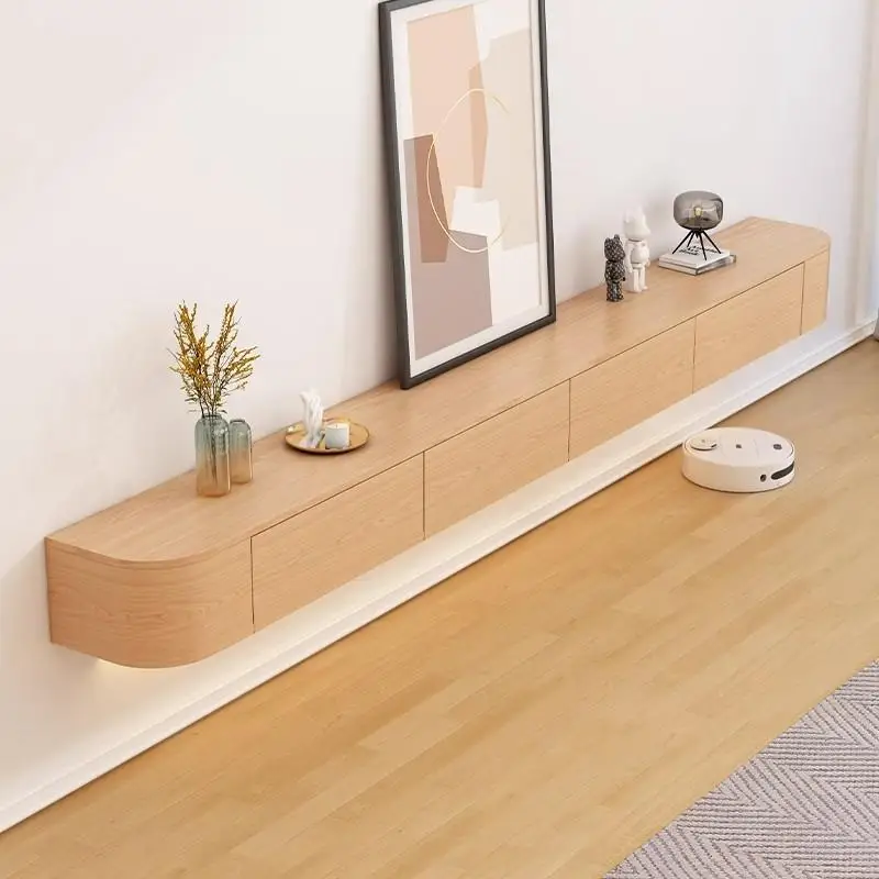 Meuble TV moderne couleur bois suspendu en bois massif petit salon nouveau modèle Meuble Télé meubles de salon