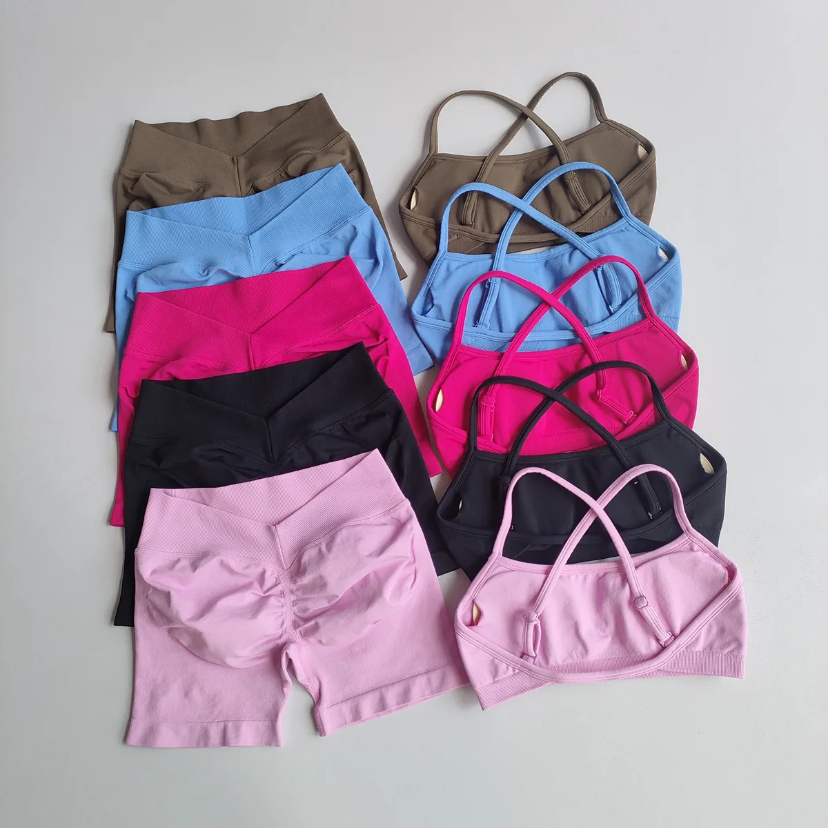 Ensemble de shorts de sport 2 pièces, ensemble de yoga sans couture pour femmes, ensemble de survêtement de sport, soutien-gorge de sport et shorts de yoga, vêtements de sport, ensemble de fitness