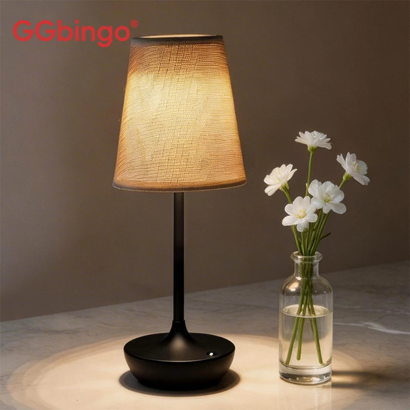 Lampe de table GGBingo au design vintage avec abat-jour en tissu, éclairage nocturne, lampe de chevet pour chambre à coucher, salon lampe de chevet lampe de table lampe chambre lampe luxe lampe de