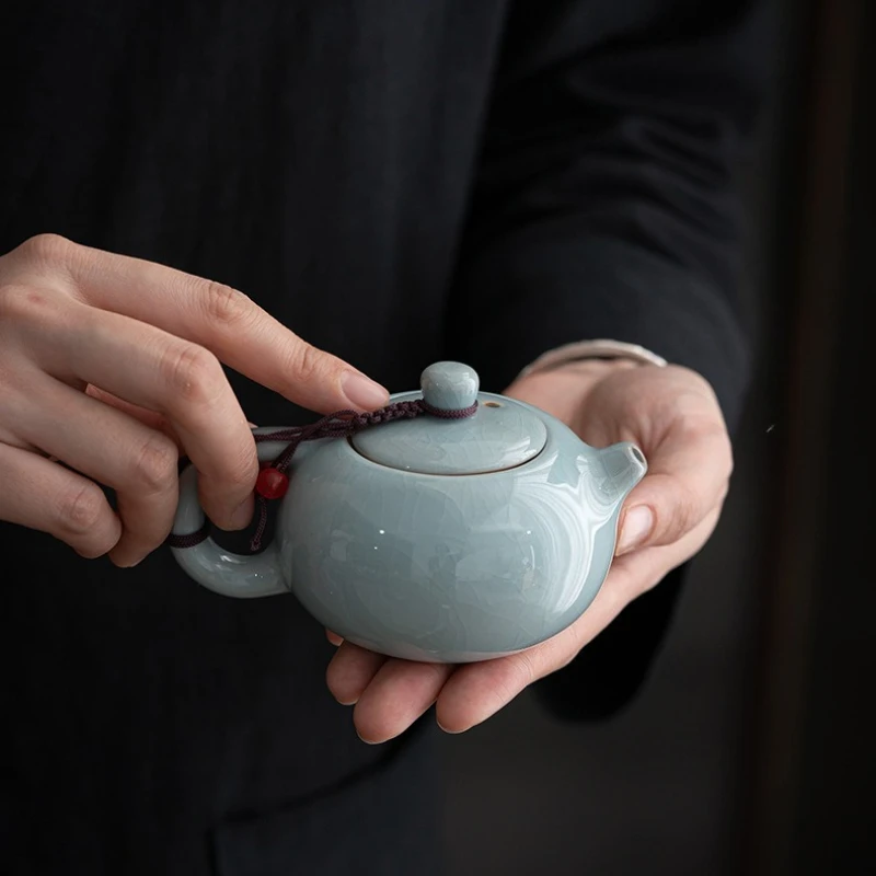 Ge Yao Ceramic Teapot teacup manual Chinese ice crack split teapot can raise Xishi tea pots household Kung Fu tea pot
