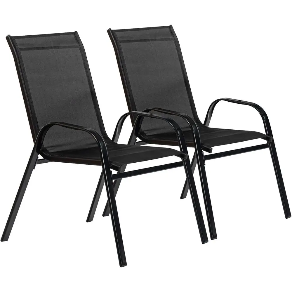 Canvas Garden Chair Set - 2 Piece Black Outdoor Patio Seating, Water Resistant, Suitable for Bistro, Deck, or Garden Dining