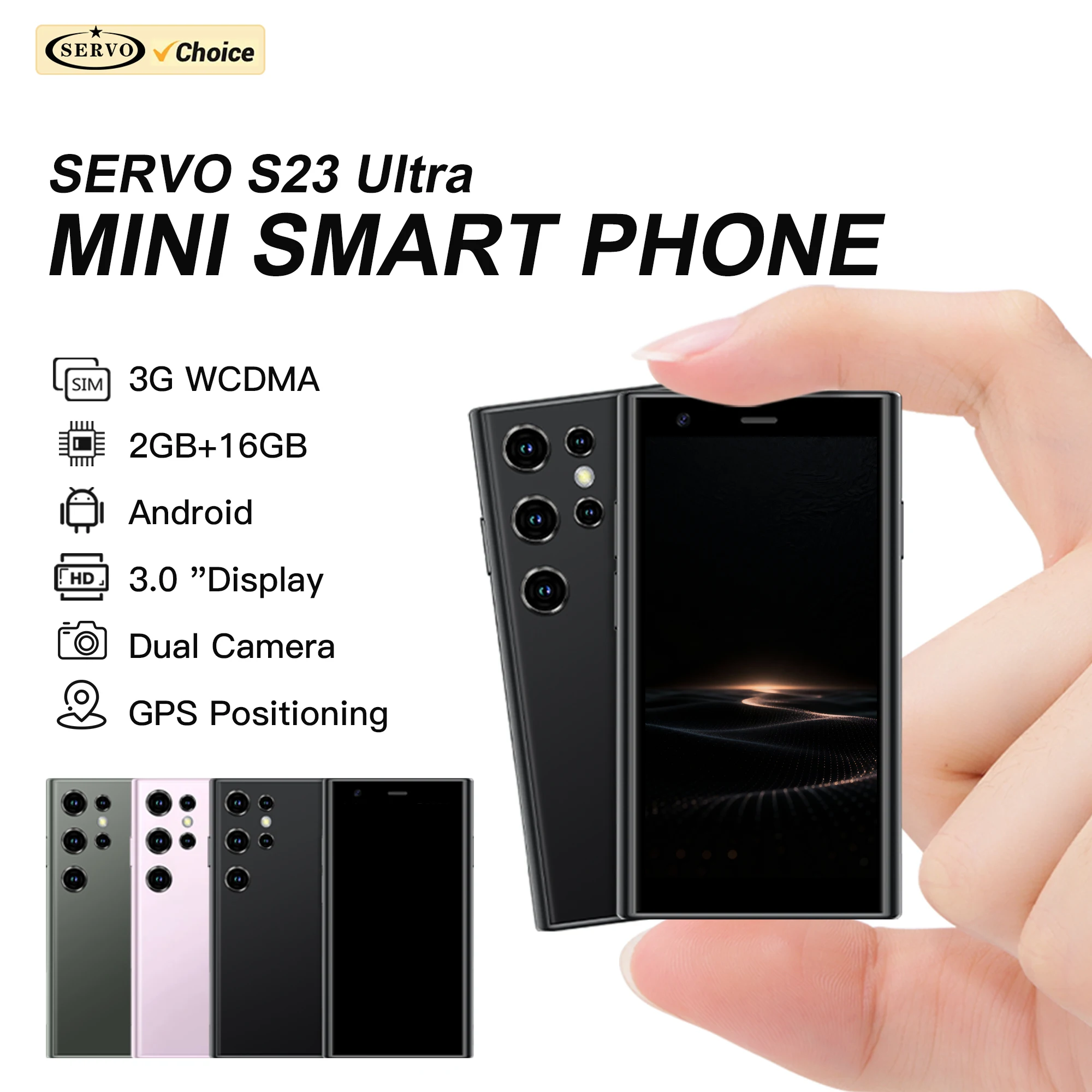 2026 SERVO S23 Mini Android OS Smartphone 3G WCDMA 2GB+16GB Google Play WhatsAPP WiFi 3.0