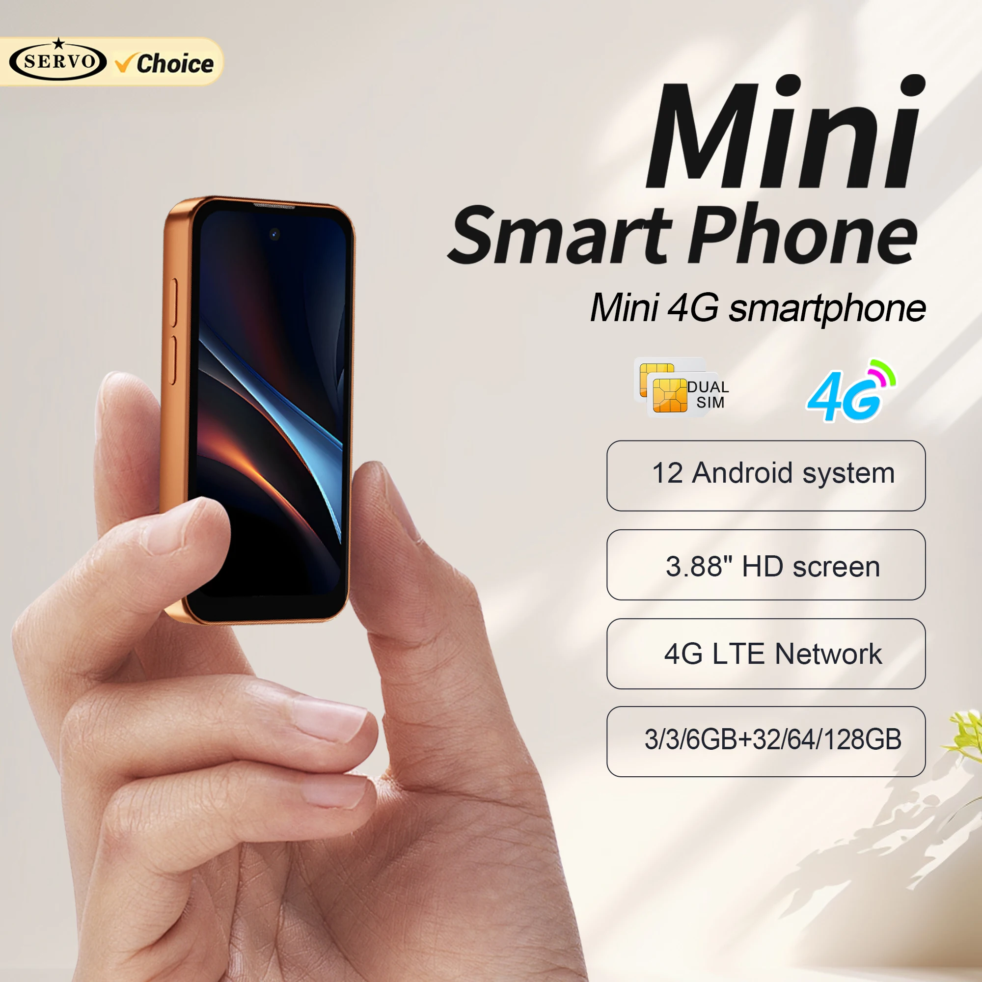 SERVO 19 Air 4G LTE Mini Smartphone Android 12.0 OS Play Store 6GB+128GB Face Unlock OTG 2 SIM 3.88