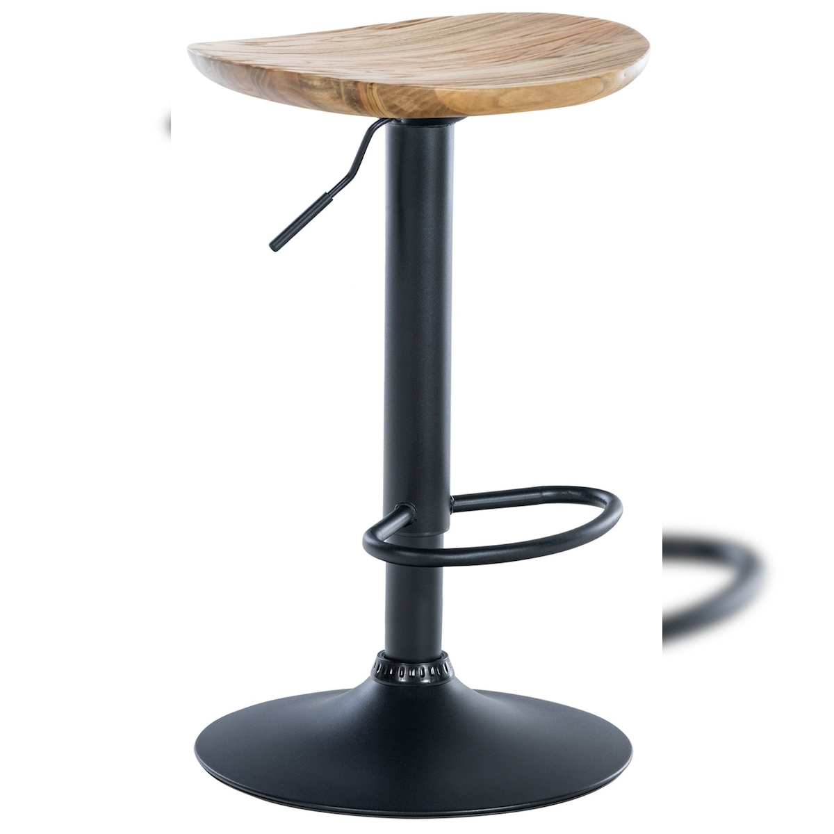 Décoshop26 - Barhocker mit hellem Massivholzsitz und Fußstütze Industriedesign TDB10576 Image