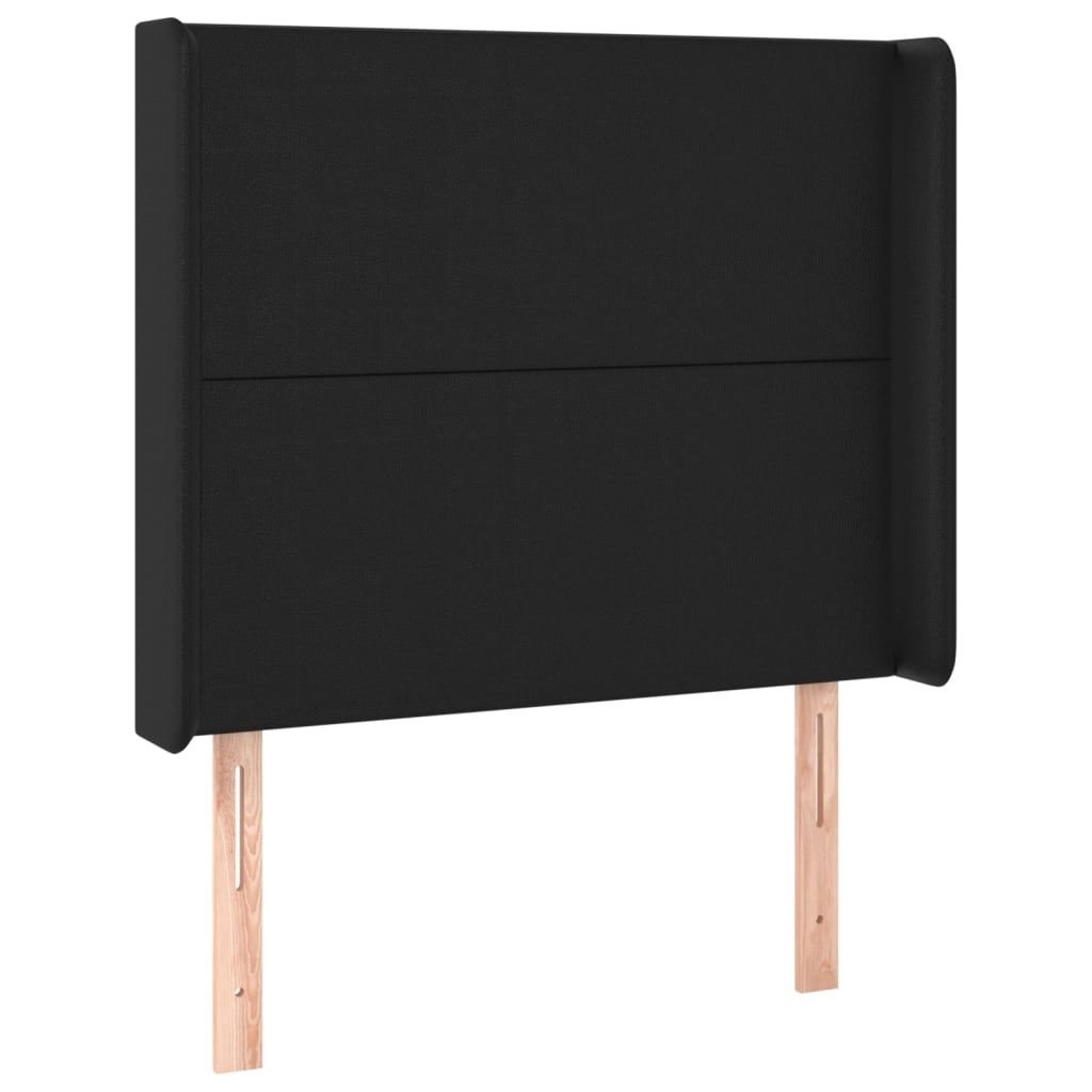 Décoshop26 - Kopfteil Schlafzimmeraccessoire Möbelstück mit Seitenteil 83 x 16 x 118/128 cm schwarzes Synthetikmaterial TDL0204468 Image