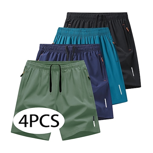 Herren Aktiv Shorts Freizeitshorts Sportliche Shorts Tasche Elastischer Bund Rein Einfach Einheitliche Farbe Schnelltrocknend Sport Knielang Outdoor Fitnessstudio Training Sport Sportlich Khaki Image