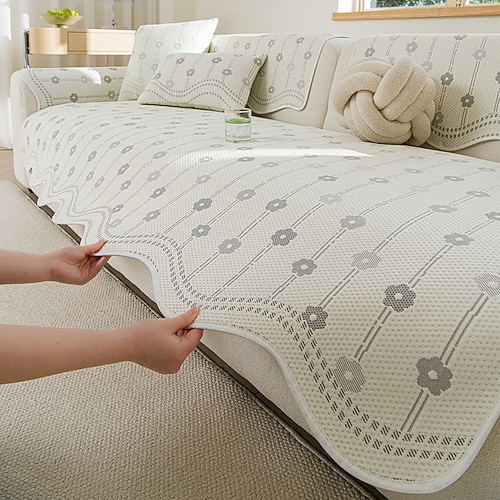 Frischer, kühlender Sofabezug für den Sommer – rutschfeste Couchdecke aus Eisseide – atmungsaktiver Ganzjahres-Möbelschutz dekoratives Sofahandtuch Image